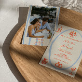 Farbenfrohe handgeschriebene bemalte Foto-Hochzeit Einladung