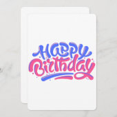 Farbenfrohe handgeschriebene Happy Birthday Design Einladung (Vorne/Hinten)