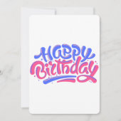 Farbenfrohe handgeschriebene Happy Birthday Design Einladung (Vorderseite)