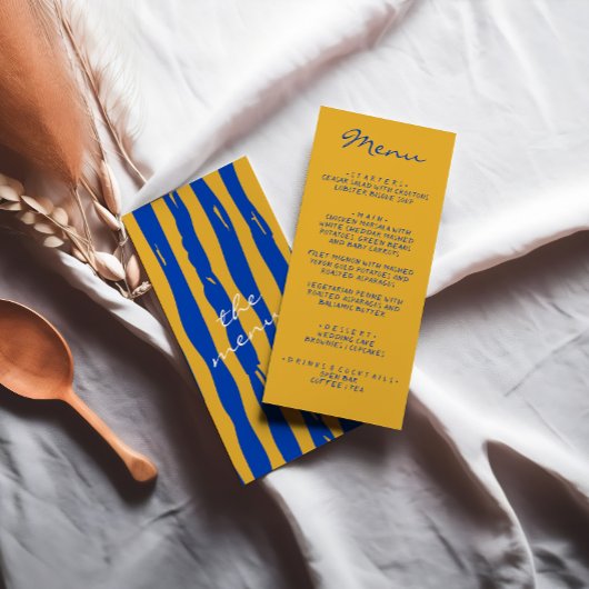 Farbenfrohe handgeschriebene italienische Pinstrip Menükarte