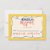 Farbenfrohe handgeschriebene Niedliche Hochzeit in RSVP Karte (Vorderseite)