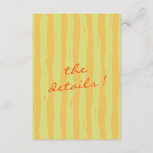 Farbenfrohe handgeschriebene Pinstripe Hochzeitsde Begleitkarte (Rückseite)