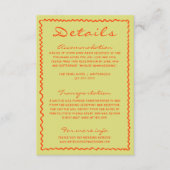 Farbenfrohe handgeschriebene Pinstripe Hochzeitsde Begleitkarte (Vorderseite)