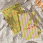 Farbenfrohe handgeschriebene Pinstripe Hochzeitsde Begleitkarte<br><div class="desc">Einfache und stilvolle Retro farbenfrohe orange blaue Hochzeitsgast Infodetails. Wie Sie sehen, hat es grünen Hintergrund und orange handgeschriebenen whimsical Text Layout. Und ein handgezeichneter orangefarbener Rahmen mit rosa und grünen Pinstreifen auf der Rückseite. Alle Informationen sind als Website, Transport, Unterkunft anpassbar. Genießen Sie es zusammen mit anderen Produkten aus...</div>