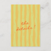 Farbenfrohe handgeschriebene Pinstripe Hochzeitsde Begleitkarte (Rückseite)