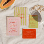 Farbenfrohe handgeschriebene Pinstripe Whimsical W Einladung<br><div class="desc">Diese Einladung ist perfekt für Ihre Hochzeit, wenn Sie eine elegante und leicht bearbeitbare Einladung suchen. Eine elegante, minimalistisch-rosa und orangefarbene Hochzeitsvorlage mit schlichtem rosa Hintergrund. Und orange helle Hand geschrieben Braut und Bräutigam Vornamen und Skriptinformationen. Und handgezeichnete grüne Rahmen . Mit pinstripe Hintergrund in Rosa und Grün Erschwinglich und...</div>