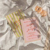 Farbenfrohe handgeschriebene Pinstripe Whimsical W Einladung