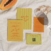 Farbenfrohe handgeschriebene Pinstripe Whimsical W Einladung