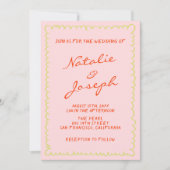 Farbenfrohe handgeschriebene Pinstripes Foto Fun W Einladung (Vorderseite)