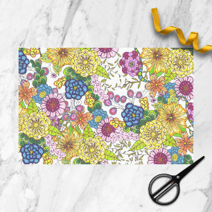 Farbenfrohe handGezeichnet Blume und Blätter Seidenpapier