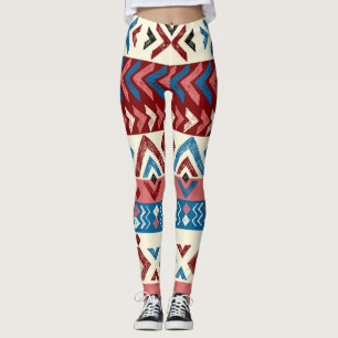 Farbenfrohe handGezeichnet Tribal-Muster Leggings