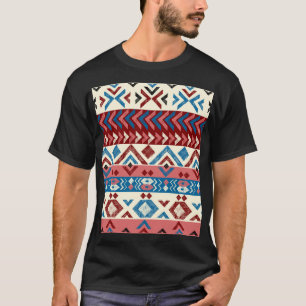 Farbenfrohe handGezeichnet Tribal-Muster T-Shirt
