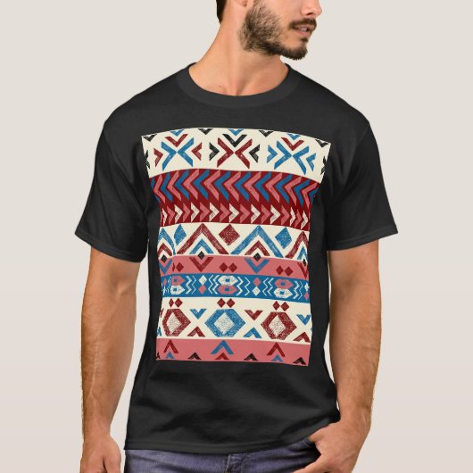 Farbenfrohe handGezeichnet Tribal-Muster T-Shirt (Vorderseite)