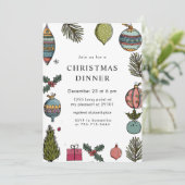 Farbenfrohe handGezeichnet Weihnachtsessen Einladung (Stehend Vorderseite)
