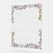 Farbenfrohe handgezeichnete Blume Begrüßungszeiche Acrylschild (Winkel)