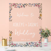 Farbenfrohe handgezeichnete Blume Begrüßungszeiche Acrylschild (Hochzeit)