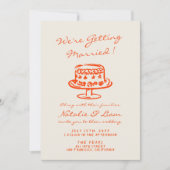 Farbenfrohe handgezeichnete Kuchen Retro alles in  Einladung (Vorderseite)