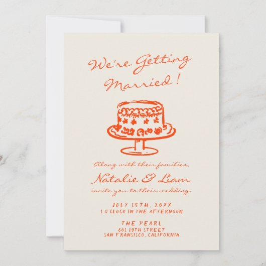 Farbenfrohe handgezeichnete Kuchen Retro alles in Einladung (Vorderseite)