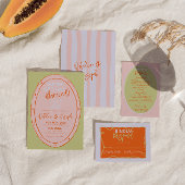 Farbenfrohe handgezeichnete polsternförmige Hochze Einladung