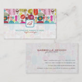 Farbenfrohe, handgezeichnete Retro-Blume, monogram Visitenkarte (Vorne/Hinten)