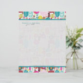 Farbenfrohe, handgezeichnete Retro-Blume Muster 2 Briefbogen (Stehend Vorderseite)