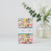 Farbenfrohe, handgezeichnete Retro-Blume Muster 3 Visitenkarte (Stehend Vorderseite)