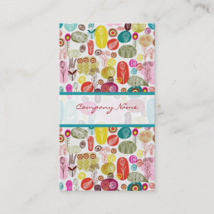 Farbenfrohe, handgezeichnete Retro-Blume Muster 3 Visitenkarte