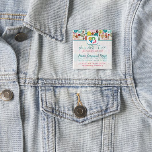 Farbenfrohe, handgezeichnete Retro-Blume Muster 4 Button (Beispiel)