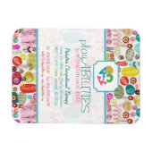 Farbenfrohe, handgezeichnete Retro-Blume Muster 4 Magnet (Horizontal)