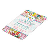 Farbenfrohe, handgezeichnete Retro-Blume Muster 4 Magnet (Linke Seite)