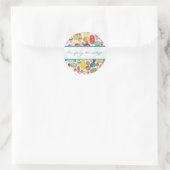 Farbenfrohe, handgezeichnete Retro-Blume-Muster Runder Aufkleber (Tasche)