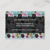 Farbenfrohe, handgezeichnete Retro-Blume und Vögel Visitenkarte (Rückseite)