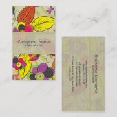 Farbenfrohe Handgezeichnete Retro-Mode, Blumendesi Visitenkarte (Vorne/Hinten)