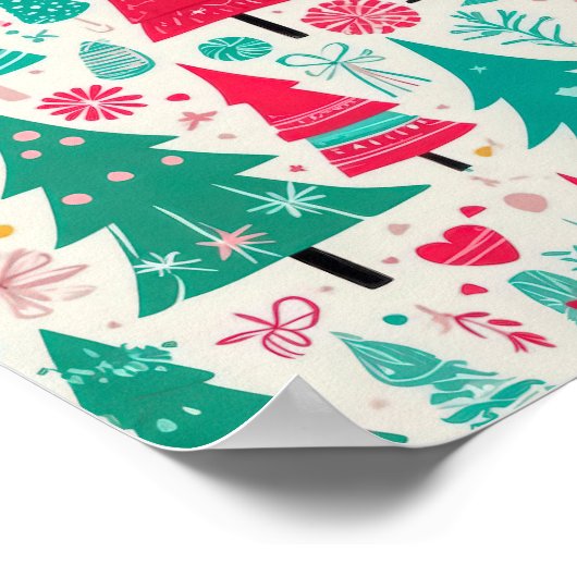 Farbenfrohe handgezeichnete Weihnachtsbaummuster Poster (Ecke)