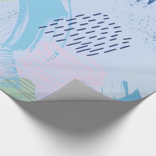 Farbenfrohe handgezogene Dash Spiralen und Linien Geschenkpapier (Ecke)