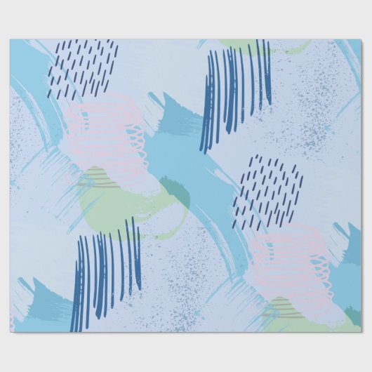 Farbenfrohe handgezogene Dash Spiralen und Linien Geschenkpapier (Flach)