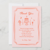 Farbenfrohe handgezogene Fun Retro-Hochzeit Dankeskarte (Vorderseite)