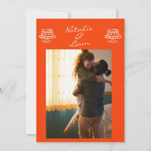 Farbenfrohe handgezogene Kuchen Retro Foto Spaß Ho Einladung (Rückseite)