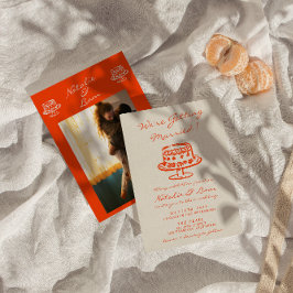 Farbenfrohe handgezogene Kuchen Retro Foto Spaß Ho Einladung