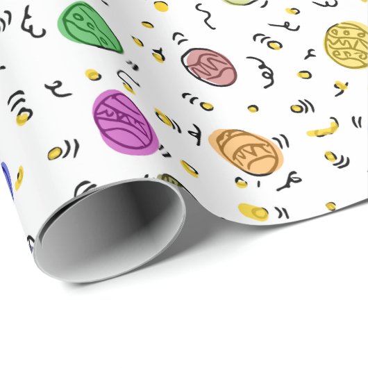 Farbenfrohe, handgezogene Ostereier Geschenkpapier (Rolleneckpunkt)