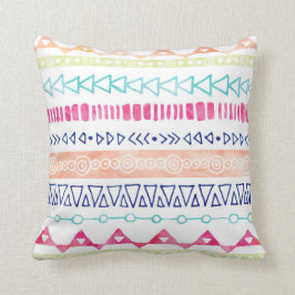 Farbenfrohe handgezogene Wasserfarbe Tribal Kissen