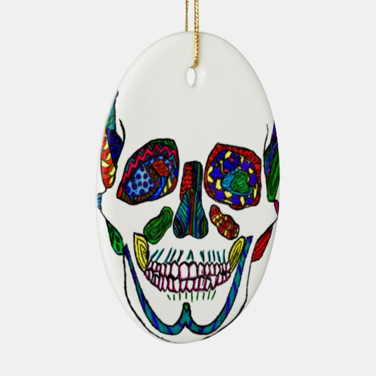 Farbenfrohe handgezogene Zuckermosaike Keramik Ornament (Rechts)