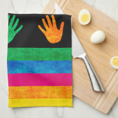 Farbenfrohe Handprint Abstraktes Muster Handtuch (Viertel Falte)