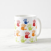 Farbenfrohe Handprint-Tasse Kaffeetasse (VorderseiteRechts)