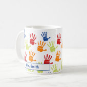 Farbenfrohe Handprint-Tasse Kaffeetasse (Vorderseite Links)