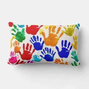 Farbenfrohe HandPrint Throw Kissen