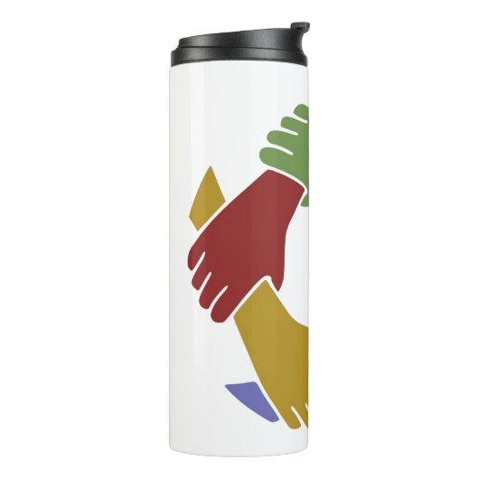 Farbenfrohe Hand's Thermal Tumbler Thermosbecher (Nach links gedreht)