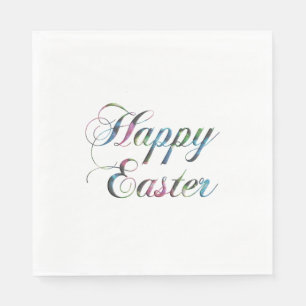 Farbenfrohe Handschrift glücklich Ostern Serviette