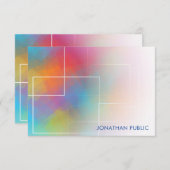 Farbenfrohe Handwriting-Script Mit Monogramm Elega Mitteilungskarte (Vorne/Hinten)