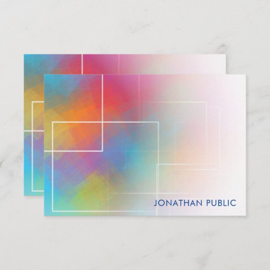 Farbenfrohe Handwriting-Script Mit Monogramm Elega Mitteilungskarte (Vorne/Hinten)